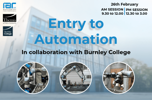Entry to Automation at Burnley College, collaborative robot demo event.